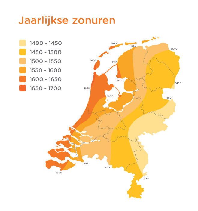 Zonuren Nederland kaart
