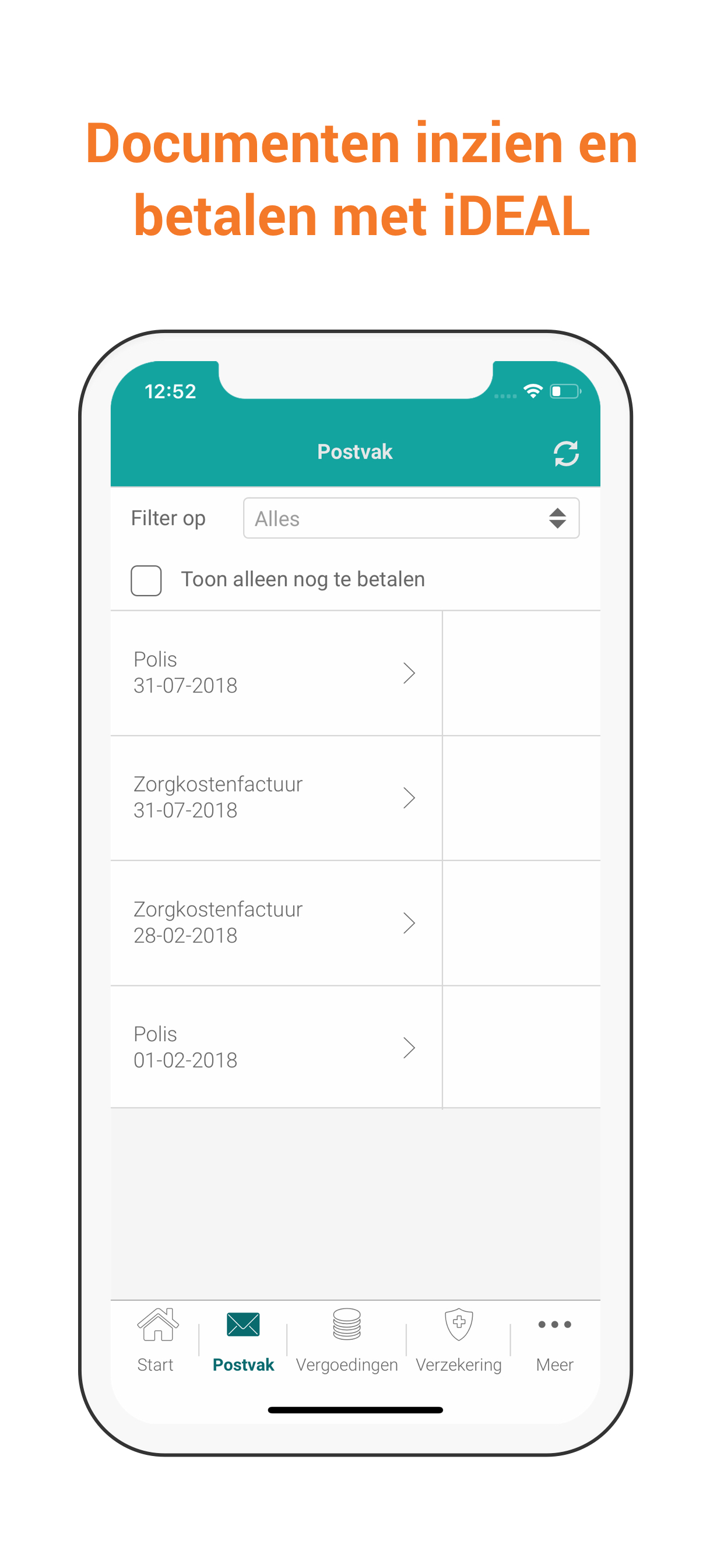 iDEAL betalen UC Zorg App